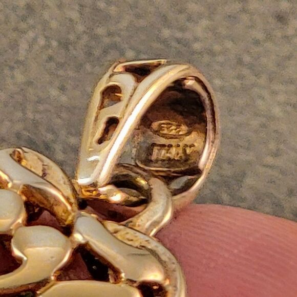 Gold Over Sterling Filigree Heart Key Pendant - Picture 7 of 7